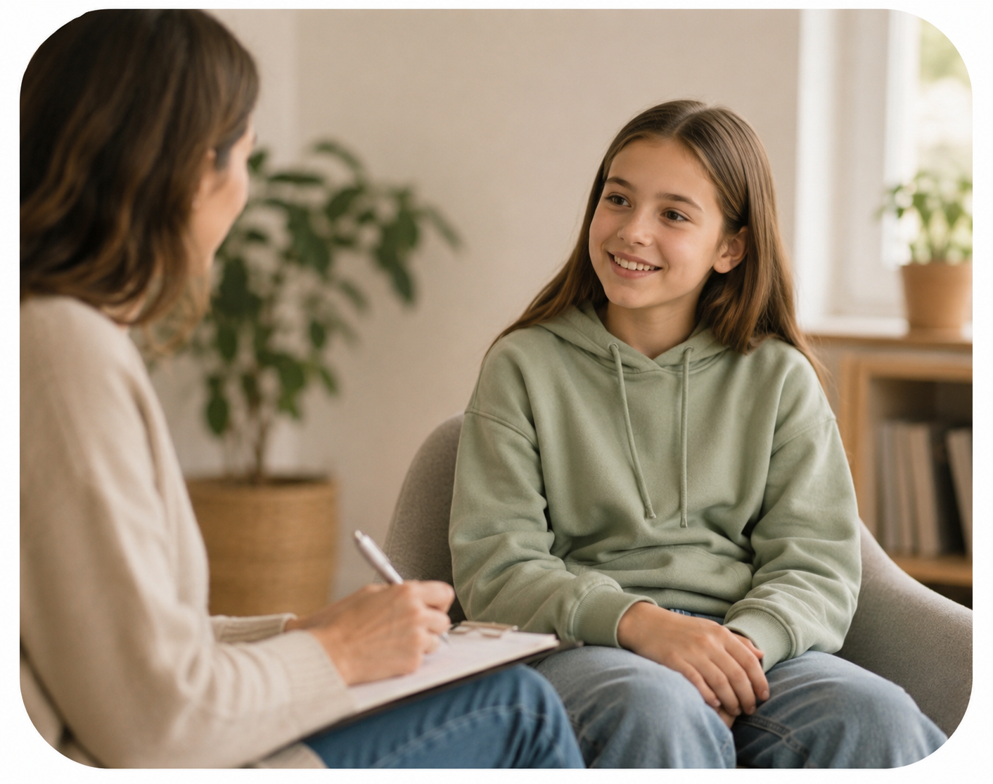 Sesión terapéutica con adolescente