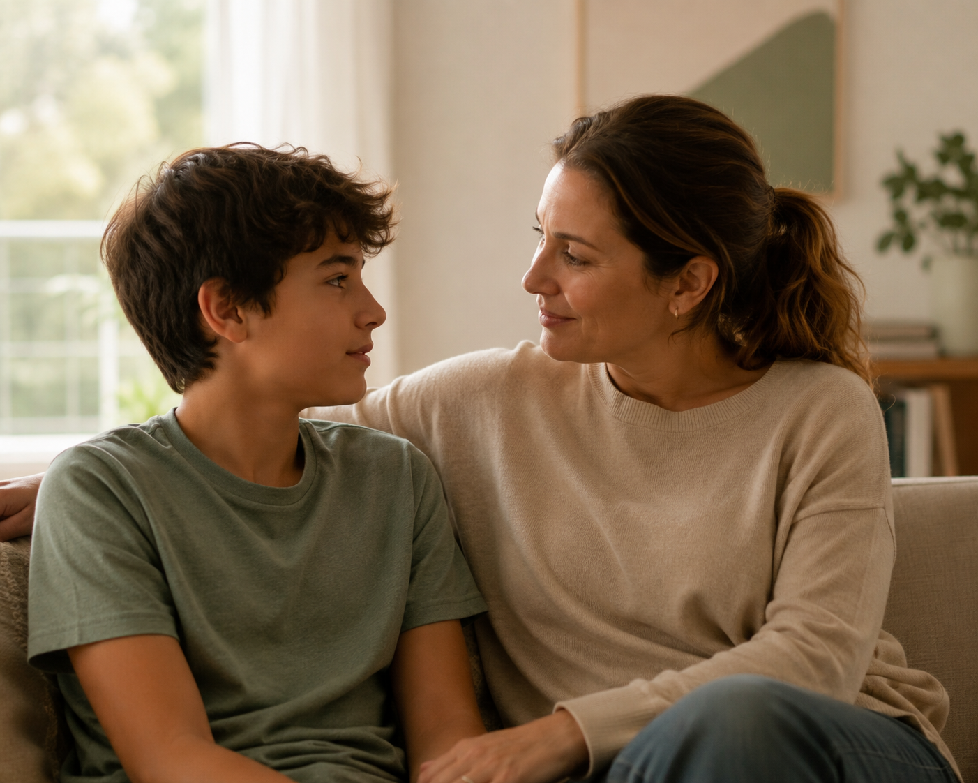 Madre e hijo mirándose